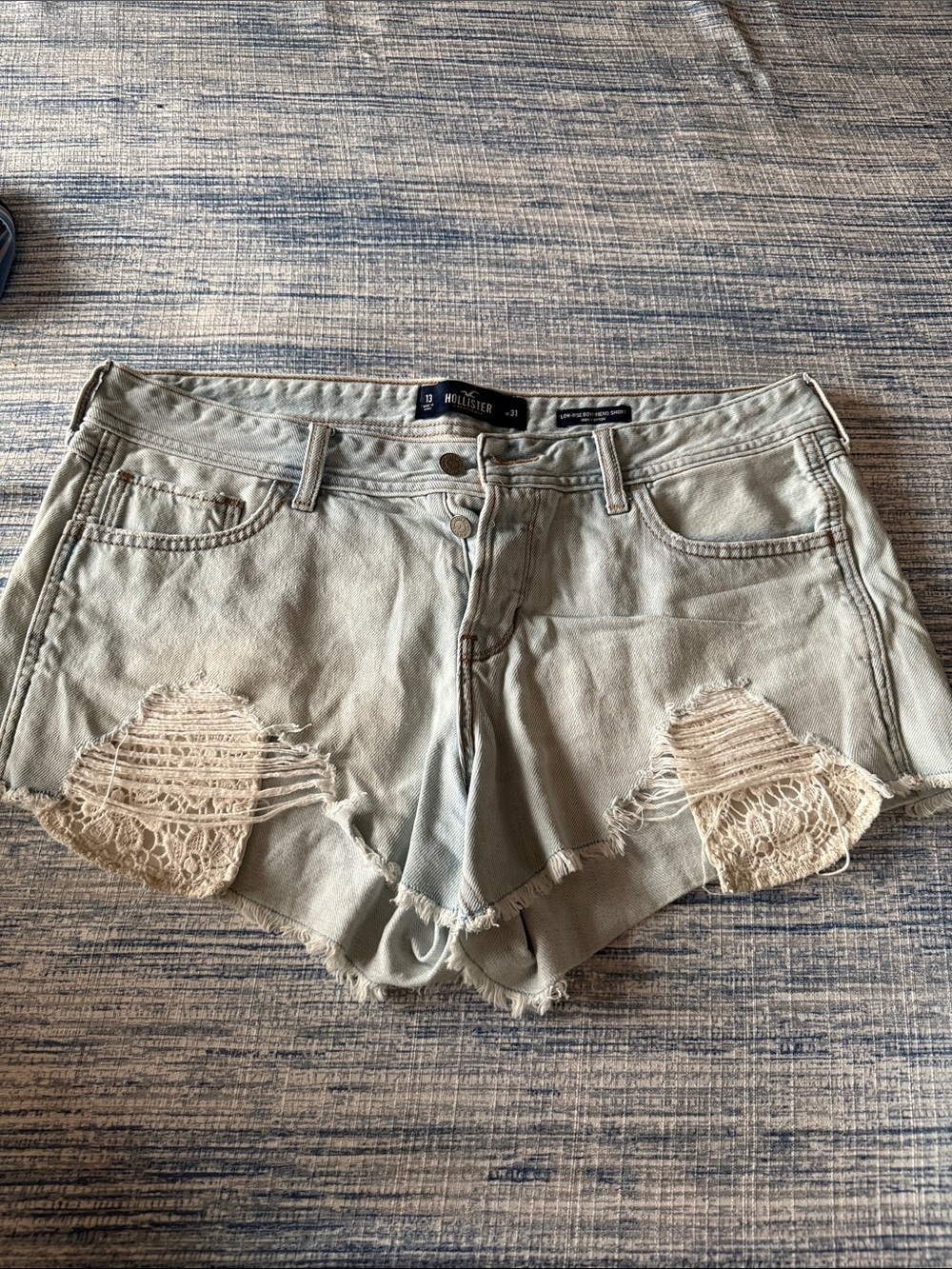 Hollister low rise Denim Shorts with Lace Insets